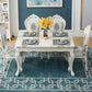 White Stone Top Dining Table Rectangle Dining Table with 4 Wood Legs