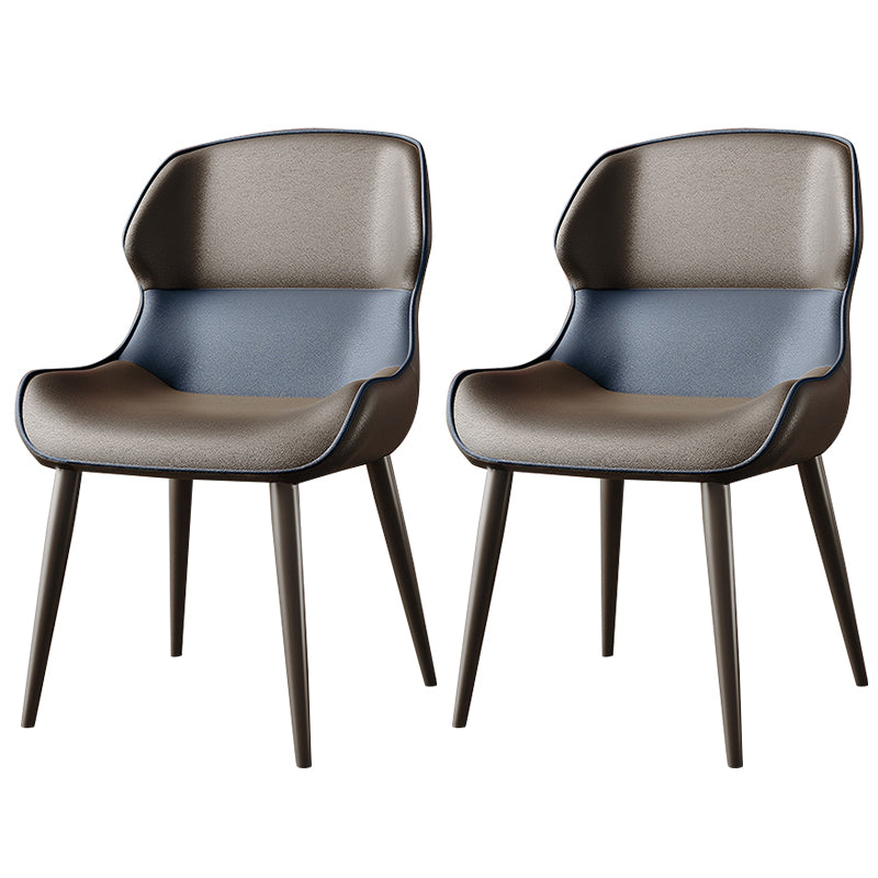 Brasserie Contemporary Faux Leather Dining Chair Parsons Chair in Matte Finish Dark Blue 2 Piece Set Clearhalo 'Dining Chairs' 'Dining Tables & Seating' 'dining_chair' 'furn' 'furn_dining_chair' 'Furniture' 'Kitchen & Dining Furniture' 5480204