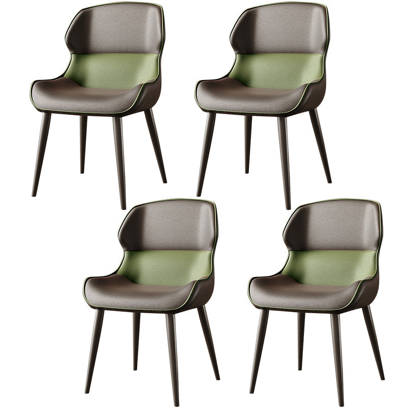 Brasserie Contemporary Faux Leather Dining Chair Parsons Chair in Matte Finish Blackish Green 4 Piece Set Clearhalo 'Dining Chairs' 'Dining Tables & Seating' 'dining_chair' 'furn' 'furn_dining_chair' 'Furniture' 'Kitchen & Dining Furniture' 5480214