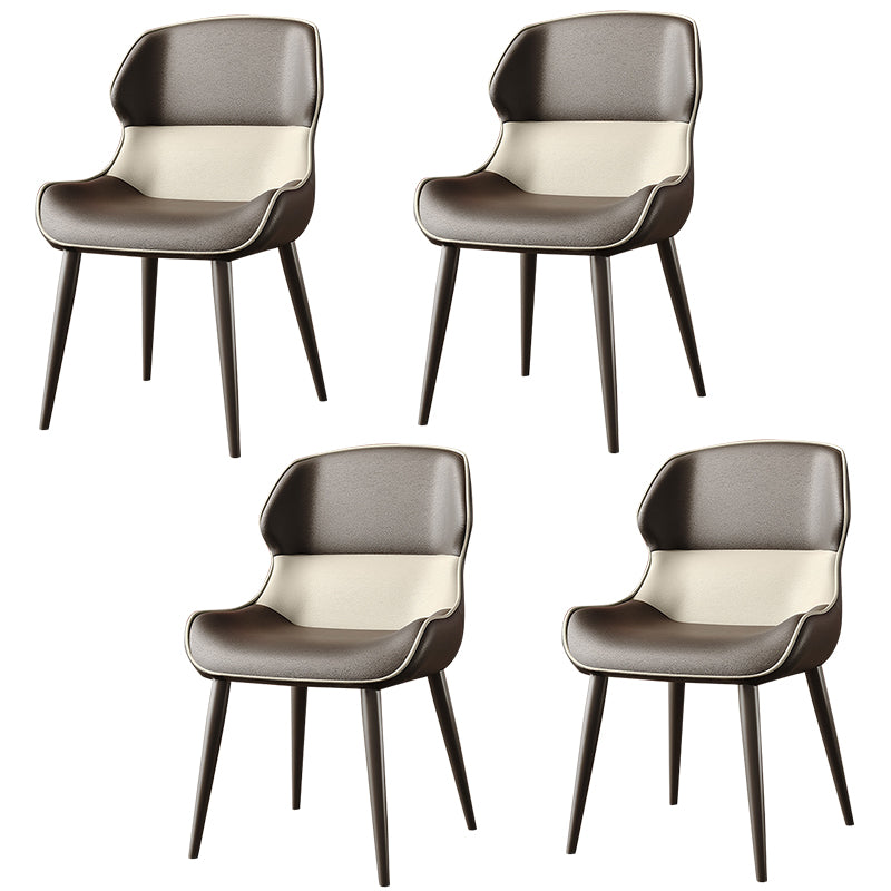Brasserie Contemporary Faux Leather Dining Chair Parsons Chair in Matte Finish Ivory 4 Piece Set Clearhalo 'Dining Chairs' 'Dining Tables & Seating' 'dining_chair' 'furn' 'furn_dining_chair' 'Furniture' 'Kitchen & Dining Furniture' 5480263