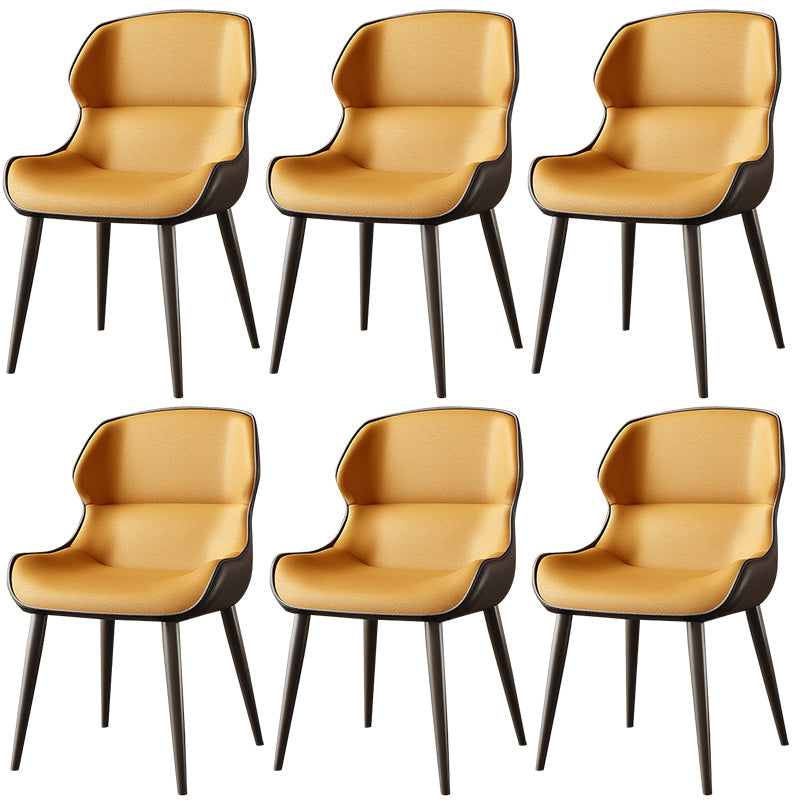 Brasserie Contemporary Faux Leather Dining Chair Parsons Chair in Matte Finish Orange Yellow 6 Piece Set Clearhalo 'Dining Chairs' 'Dining Tables & Seating' 'dining_chair' 'furn' 'furn_dining_chair' 'Furniture' 'Kitchen & Dining Furniture' 5480268