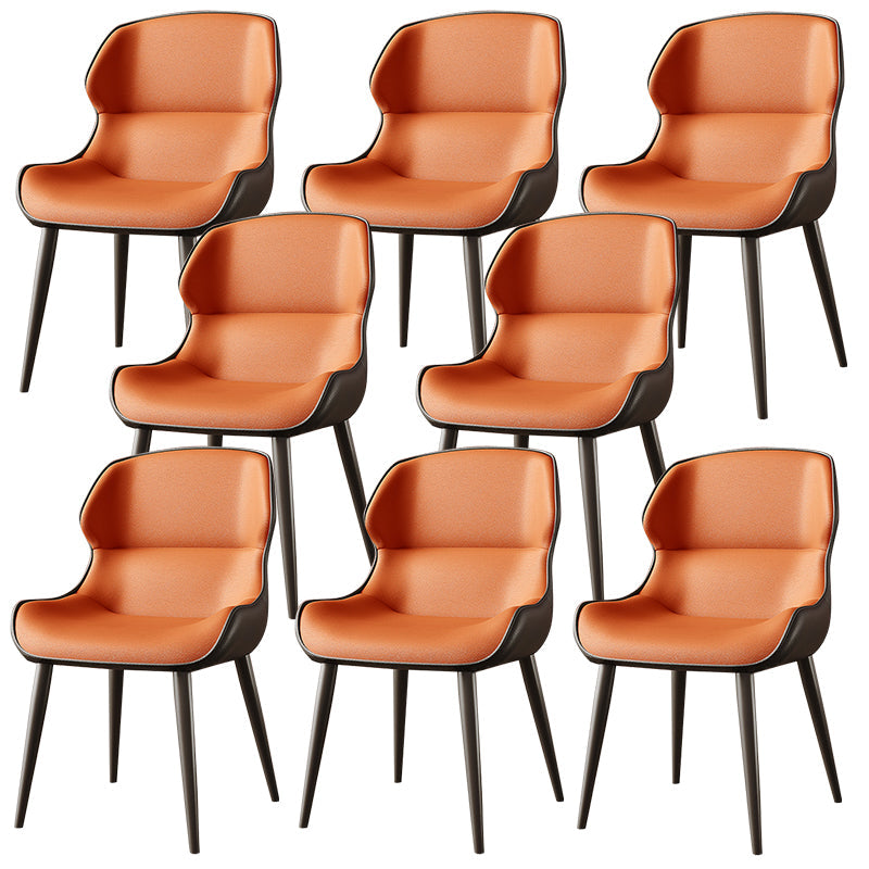 Brasserie Contemporary Faux Leather Dining Chair Parsons Chair in Matte Finish Dark Orange 8 Piece Set Clearhalo 'Dining Chairs' 'Dining Tables & Seating' 'dining_chair' 'furn' 'furn_dining_chair' 'Furniture' 'Kitchen & Dining Furniture' 5480273