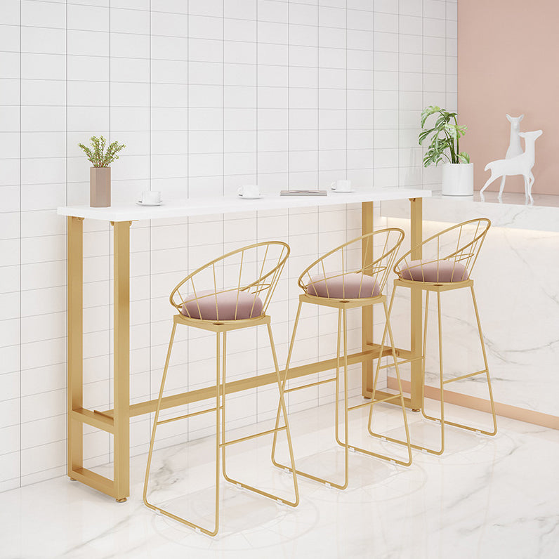 Juego de mesa de bar estilo Glam de 1/4 piezas, juego de bistró rectangular con tapa de mármol sintético blanco