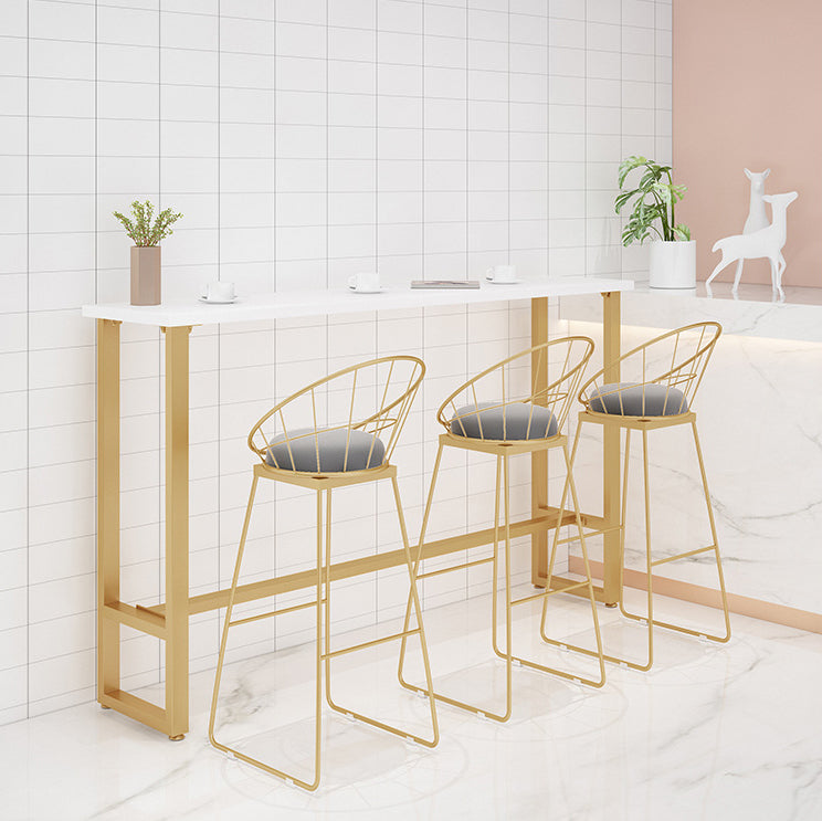 Juego de mesa de bar estilo Glam de 1/4 piezas, juego de bistró rectangular con tapa de mármol sintético blanco