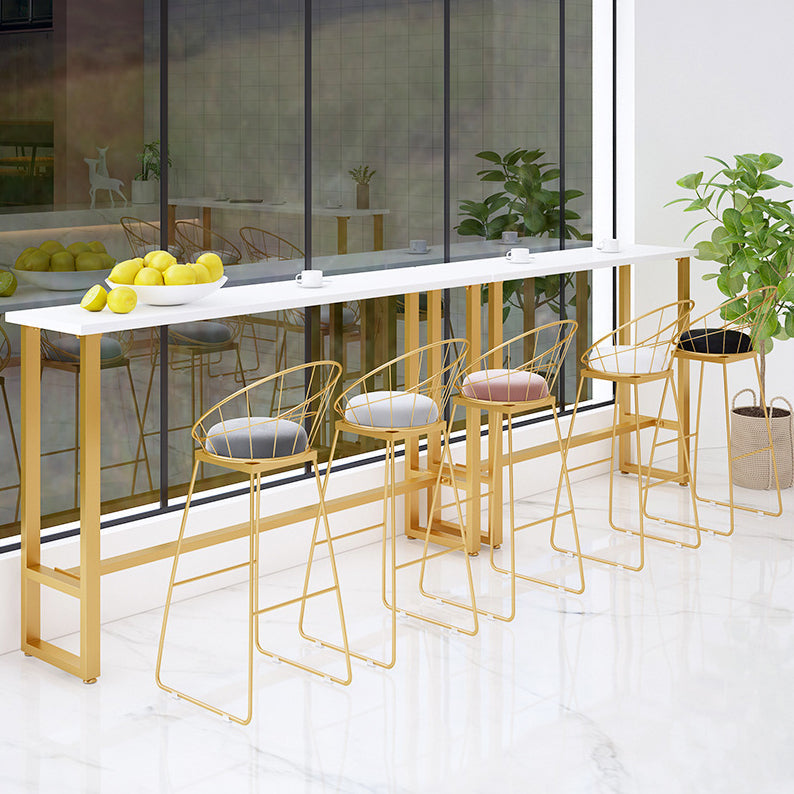 Juego de mesa de bar estilo Glam de 1/4 piezas, juego de bistró rectangular con tapa de mármol sintético blanco