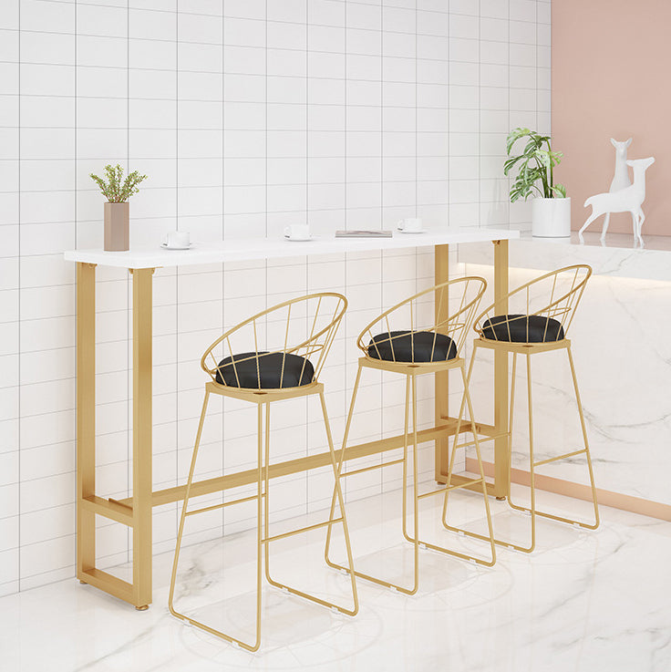 Juego de mesa de bar estilo Glam de 1/4 piezas, juego de bistró rectangular con tapa de mármol sintético blanco