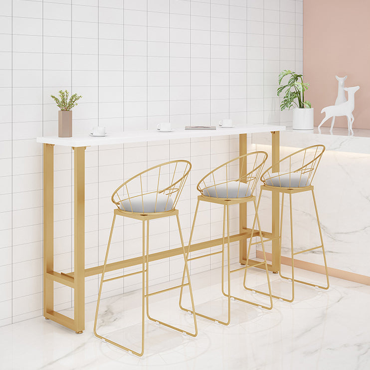 Juego de mesa de bar estilo Glam de 1/4 piezas, juego de bistró rectangular con tapa de mármol sintético blanco