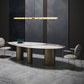 SinteredStoneTop Dining Table Luxury Oval Gold Metal Base Table