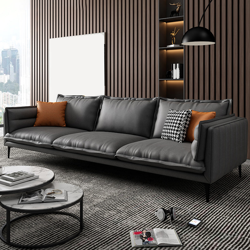 Standard Contemporary Square Arm Stain Resistant Settee Couch with Pillows 87"L x 34"W x 29"H Spring&Foam Clearhalo 'furn' 'furn_sofas' 'Furniture' 'Living Room Furniture' 'Sofa' 'sofas' 5484227