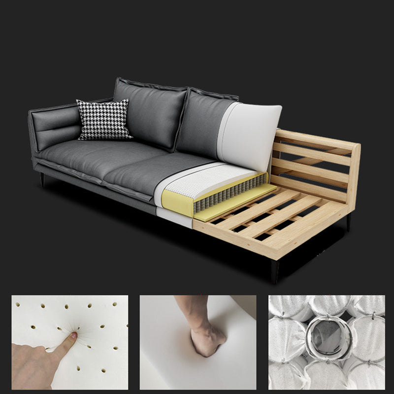 Standard Contemporary Square Arm Stain Resistant Settee Couch with Pillows Clearhalo 'furn' 'furn_sofas' 'Furniture' 'Living Room Furniture' 'Sofa' 'sofas' 5484230