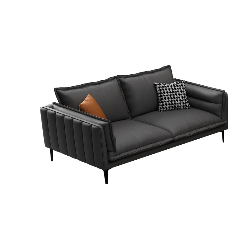 Standard Contemporary Square Arm Stain Resistant Settee Couch with Pillows 61"L x 34"W x 29"H Clearhalo 'furn' 'furn_sofas' 'Furniture' 'Living Room Furniture' 'Sofa' 'sofas' 5484234