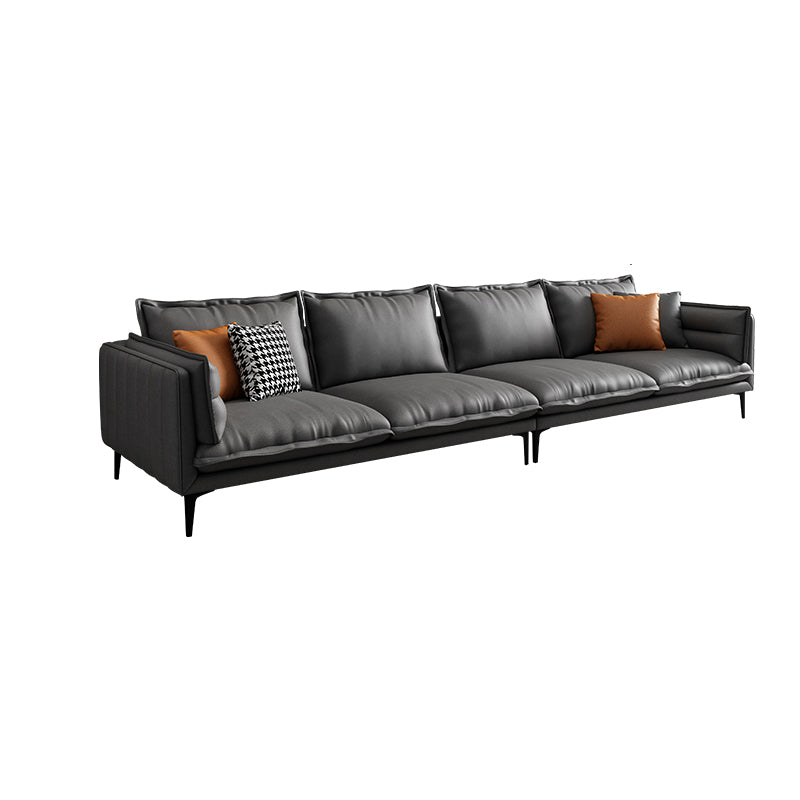 Standard Contemporary Square Arm Stain Resistant Settee Couch with Pillows 130"L x 34"W x 29"H Spring&Latex Clearhalo 'furn' 'furn_sofas' 'Furniture' 'Living Room Furniture' 'Sofa' 'sofas' 5484235