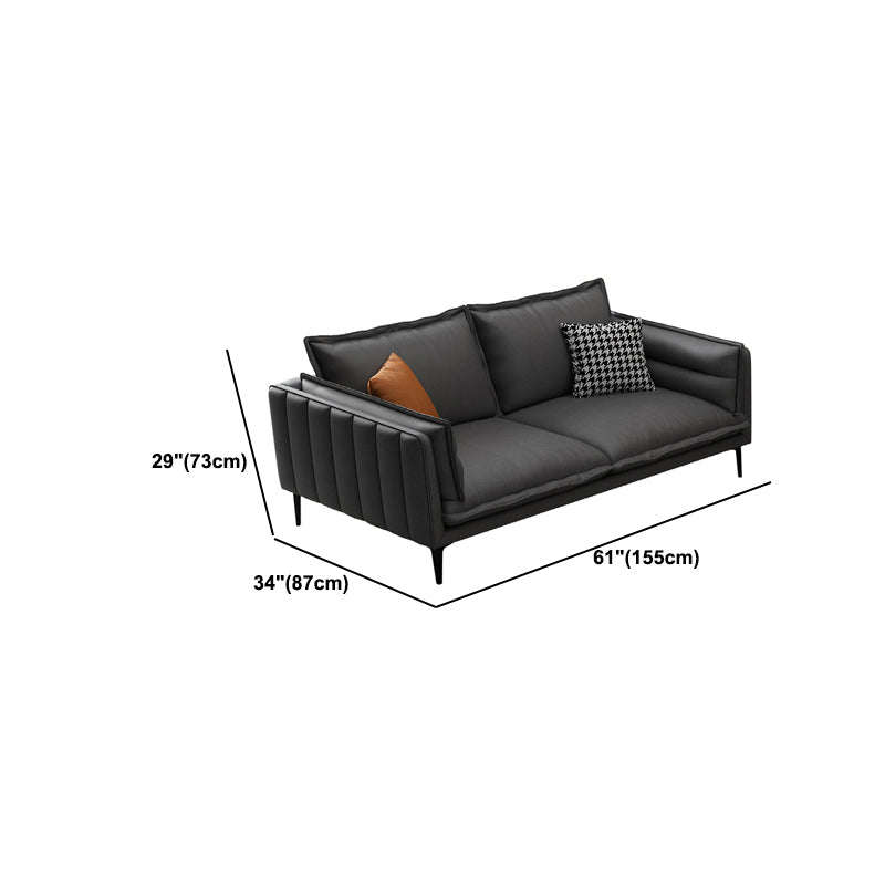 Standard Contemporary Square Arm Stain Resistant Settee Couch with Pillows Clearhalo 'furn' 'furn_sofas' 'Furniture' 'Living Room Furniture' 'Sofa' 'sofas' 5484238