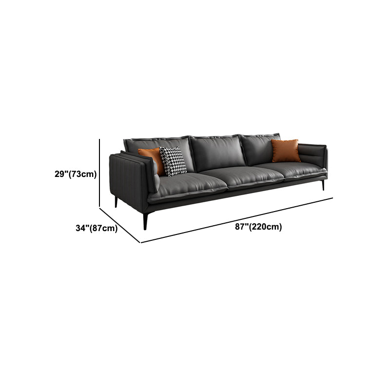 Standard Contemporary Square Arm Stain Resistant Settee Couch with Pillows Clearhalo 'furn' 'furn_sofas' 'Furniture' 'Living Room Furniture' 'Sofa' 'sofas' 5484239