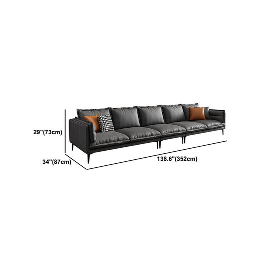 Standard Contemporary Square Arm Stain Resistant Settee Couch with Pillows Clearhalo 'furn' 'furn_sofas' 'Furniture' 'Living Room Furniture' 'Sofa' 'sofas' 5484243