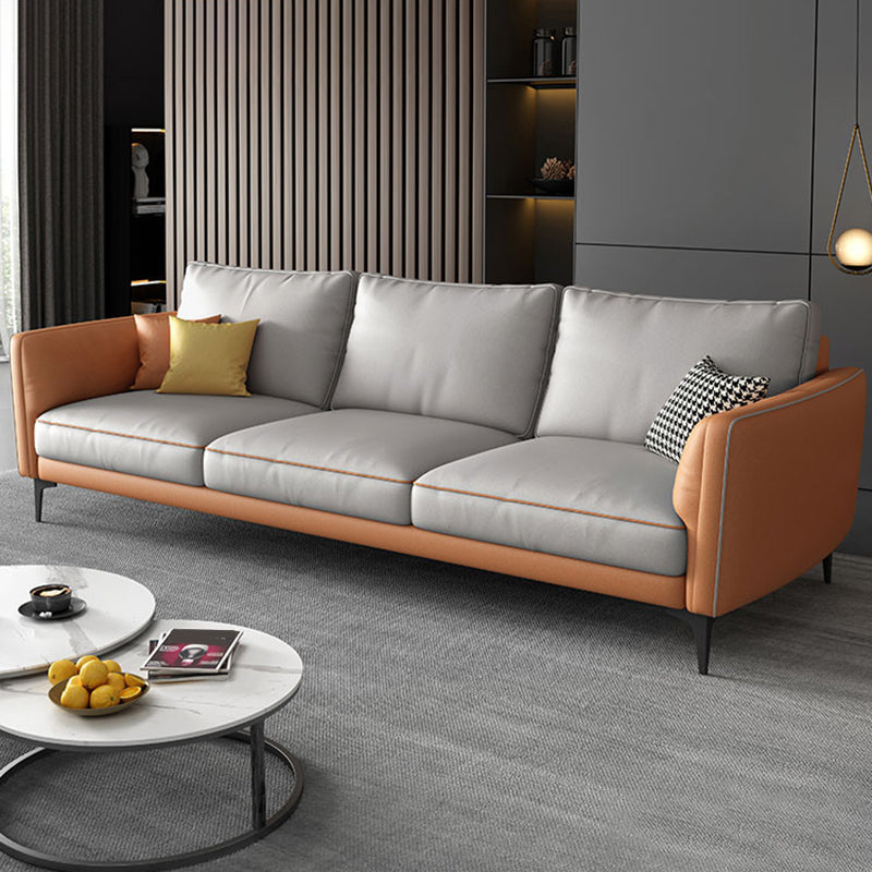 Standard Faux Leather Contemporary Back Settee Couch with Pillows