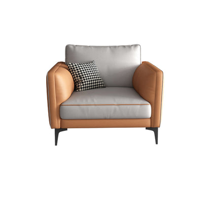 Standard Faux Leather Contemporary Back Settee Couch with Pillows