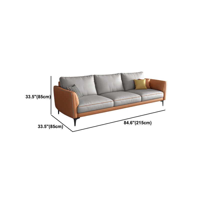 Standard Faux Leather Contemporary Back Settee Couch with Pillows