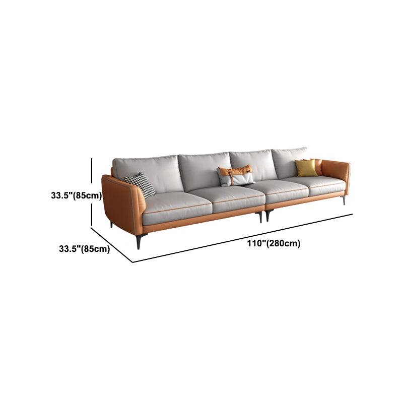 Standard Faux Leather Contemporary Back Settee Couch with Pillows
