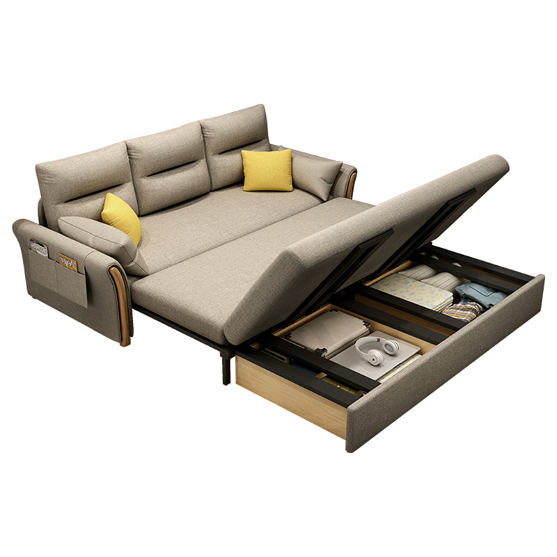 Cama de sofá de brazo acampanado de mezcla de algodón contemporánea con almohadas