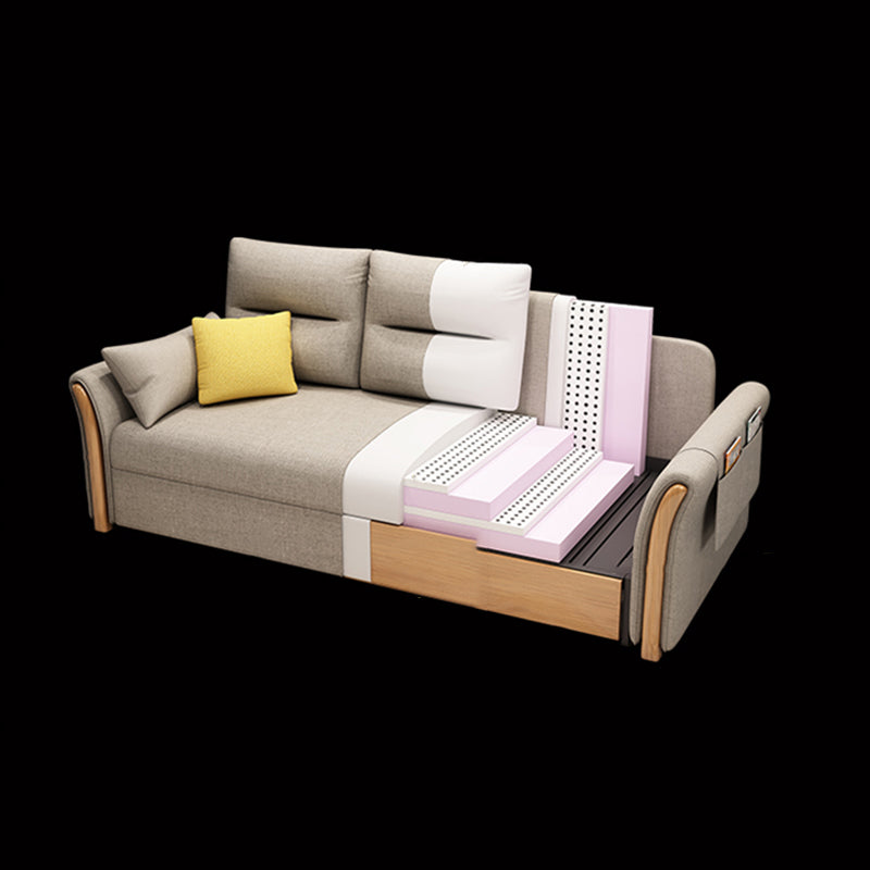 Cama de sofá de brazo acampanado de mezcla de algodón contemporánea con almohadas