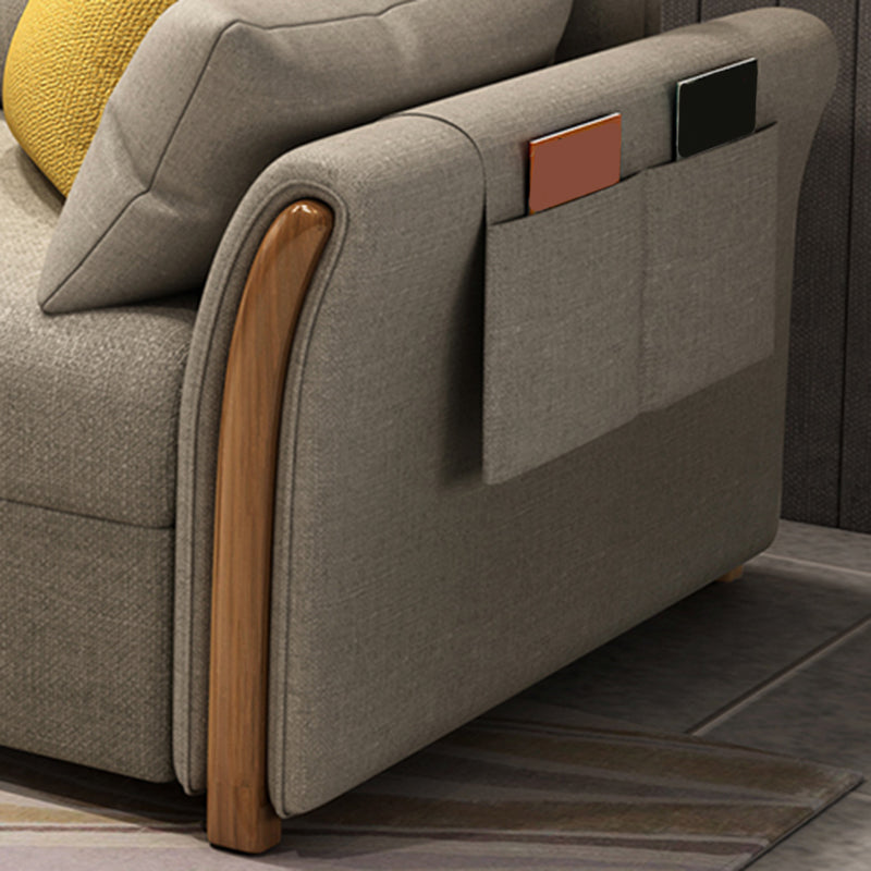 Cama de sofá de brazo acampanado de mezcla de algodón contemporánea con almohadas