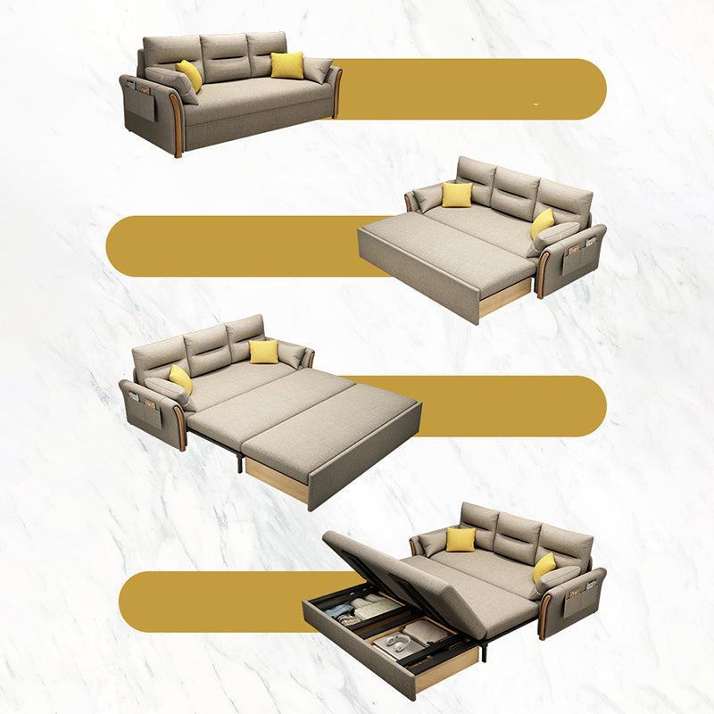 Cama de sofá de brazo acampanado de mezcla de algodón contemporánea con almohadas