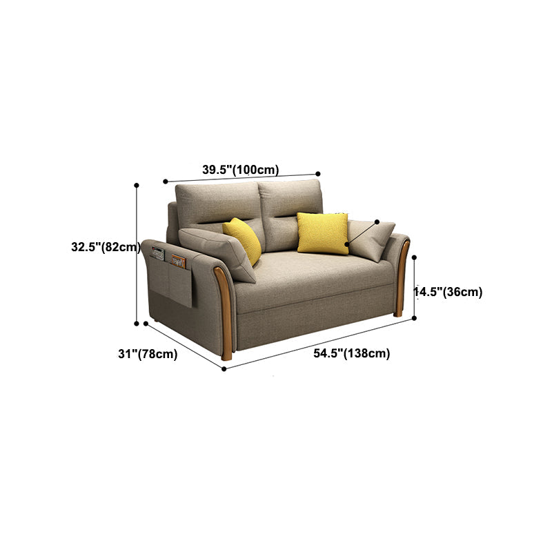 Cama de sofá de brazo acampanado de mezcla de algodón contemporánea con almohadas