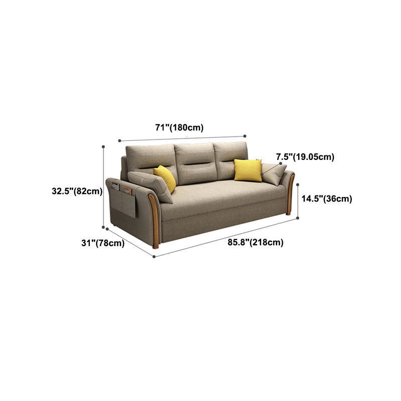 Cama de sofá de brazo acampanado de mezcla de algodón contemporánea con almohadas