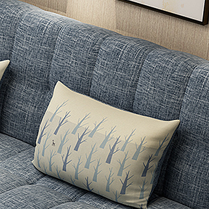 コットンブレンドとフェイクレザーコンテンポラリーアームレスカウチベッド