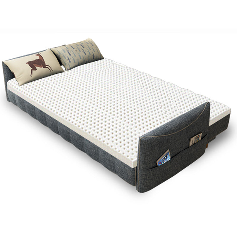 コットンブレンドとフェイクレザーコンテンポラリーアームレスカウチベッド