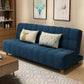 コットンブレンドとフェイクレザーコンテンポラリーアームレスカウチベッド