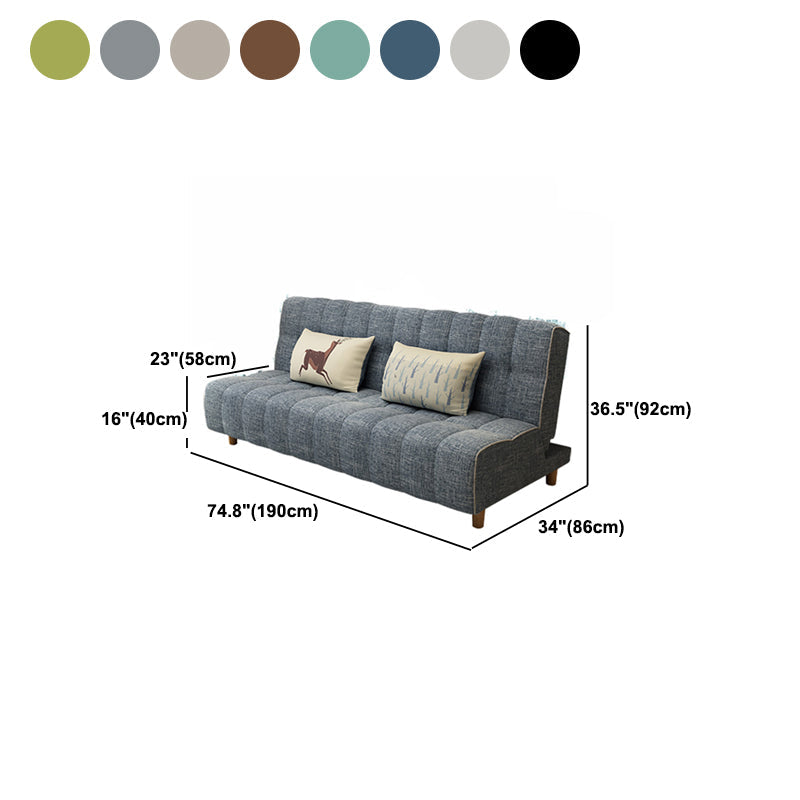 コットンブレンドとフェイクレザーコンテンポラリーアームレスカウチベッド