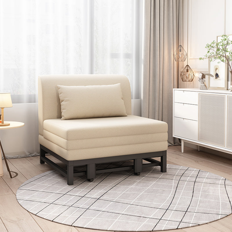 Sofá de cama sin brazo de lino con ropa de cama cremosa y blanca para la sala de estar para sala de estar