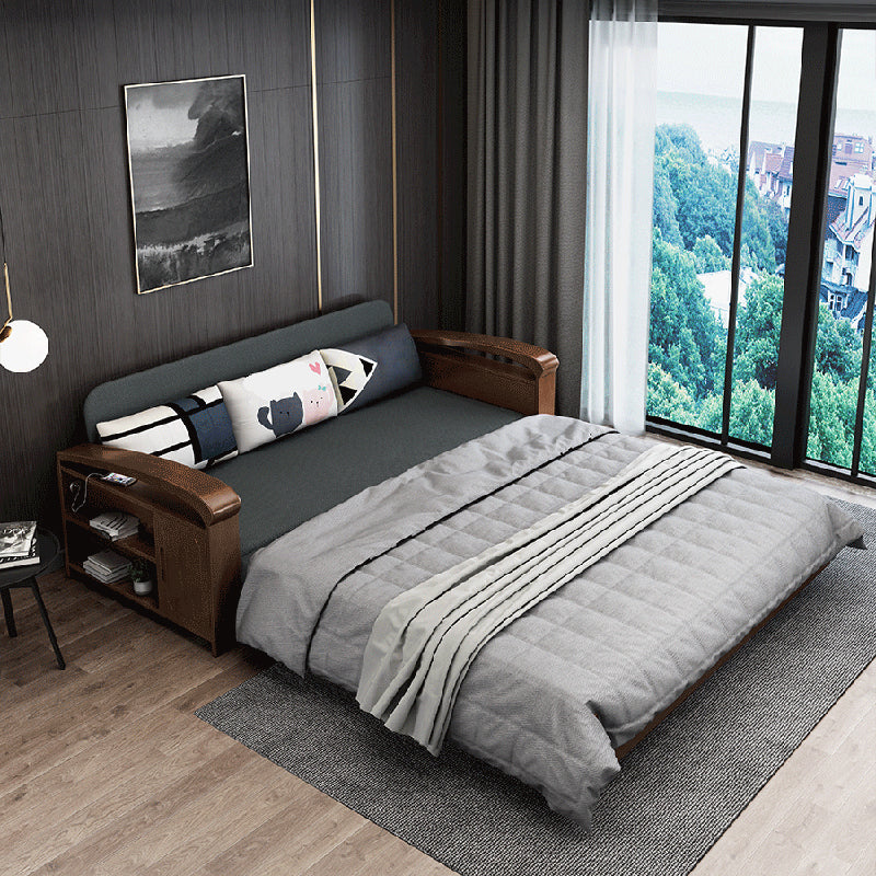 Grey Contemporary Linen Square Arm Sofa Bed Standard Sofa for Living Room Clearhalo 'furn' 'furn_sofas' 'Furniture' 'Living Room Furniture' 'Sofa' 'sofas' 5484347