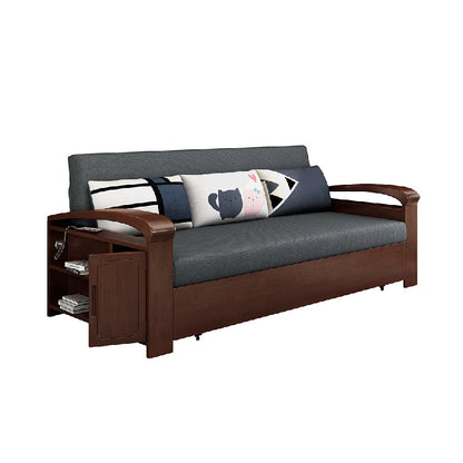 Grey Contemporary Linen Square Arm Sofa Bed Standard Sofa for Living Room 49"L x 31"W x 33"H Clearhalo 'furn' 'furn_sofas' 'Furniture' 'Living Room Furniture' 'Sofa' 'sofas' 5484349