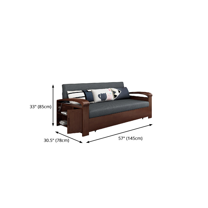 Grey Contemporary Linen Square Arm Sofa Bed Standard Sofa for Living Room Clearhalo 'furn' 'furn_sofas' 'Furniture' 'Living Room Furniture' 'Sofa' 'sofas' 5484354