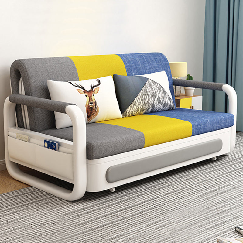 Zeitgenössisches Leinenquadratarmof Sofa Bett Standardfaltbares Sofa für Wohnzimmer