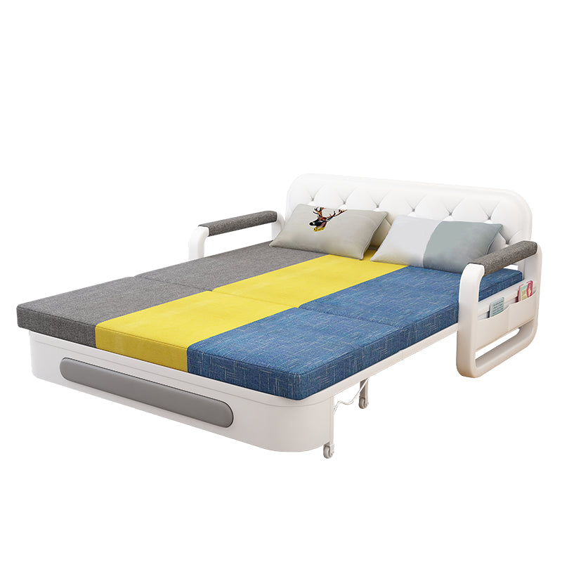 Zeitgenössisches Leinenquadratarmof Sofa Bett Standardfaltbares Sofa für Wohnzimmer