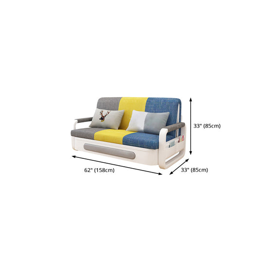 Contemporary Linen Square Arm Sofa Bed Standard Foldable Sofa for Living Room