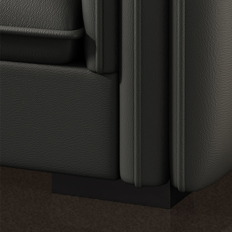 35.4 "H moderno sofá de cuero sintético de brazo cuadrado y chaise para sala de estar
