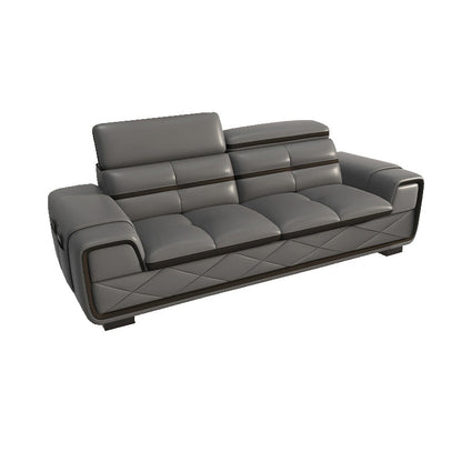 Modern Sofa Bed Leather Upholstered Grey Latex/sponge Upholstered Solid Wood Frame Sofa