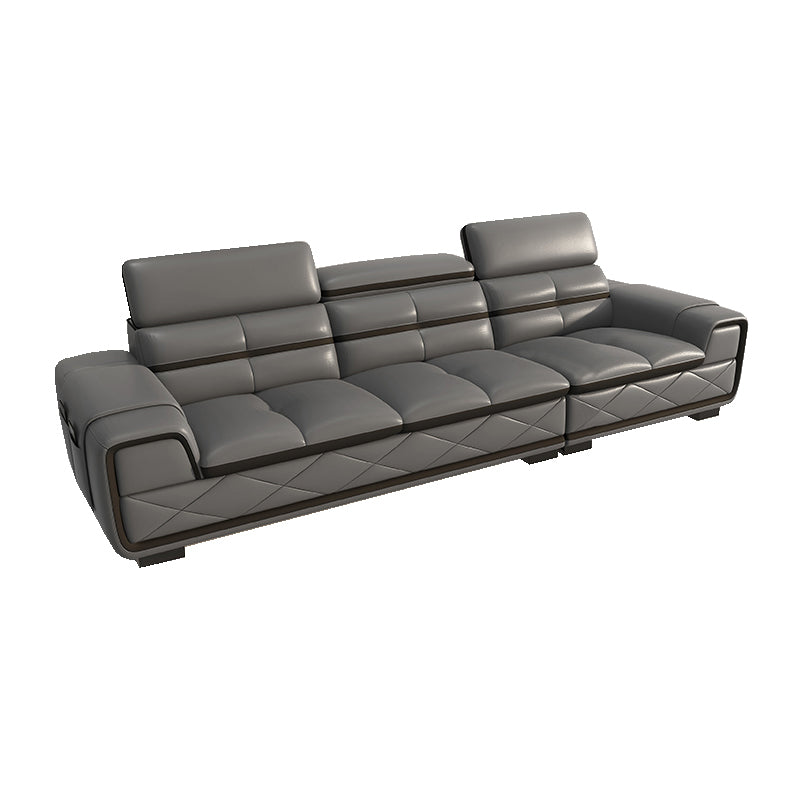 Modern Sofa Bed Leather Upholstered Grey Latex/sponge Upholstered Solid Wood Frame Sofa