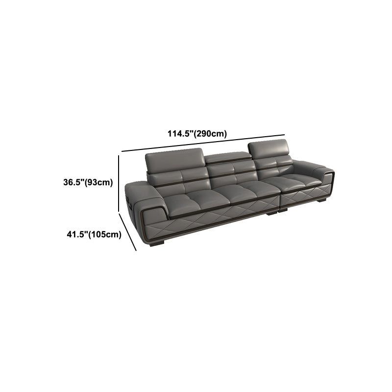 Modern Sofa Bed Leather Upholstered Grey Latex/sponge Upholstered Solid Wood Frame Sofa