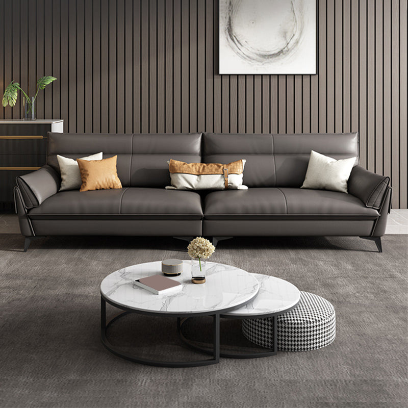 Recupant de canapé en cuir noir / gris