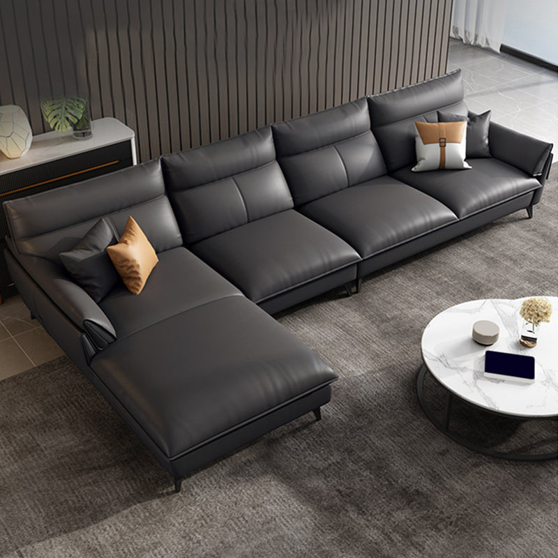 Recupant de canapé en cuir noir / gris