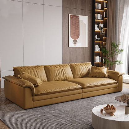 Nordic Pillow Top Arm Sofa & Chaise Faux Leather Sofa with Pillows