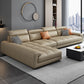 Modern 39.3"H Faux Leather Pillow Top Arm Sofa & Chaise for Living Room Khaki Left Clearhalo 'furn' 'furn_sectionals' 'Furniture' 'Living Room Furniture' 'Sectionals' 5484634