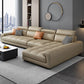 Modern 39.3"H Faux Leather Pillow Top Arm Sofa & Chaise for Living Room Khaki Right Clearhalo 'furn' 'furn_sectionals' 'Furniture' 'Living Room Furniture' 'Sectionals' 5484635