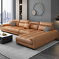 Modern 39.3"H Faux Leather Pillow Top Arm Sofa & Chaise for Living Room Orange Right Clearhalo 'furn' 'furn_sectionals' 'Furniture' 'Living Room Furniture' 'Sectionals' 5484641